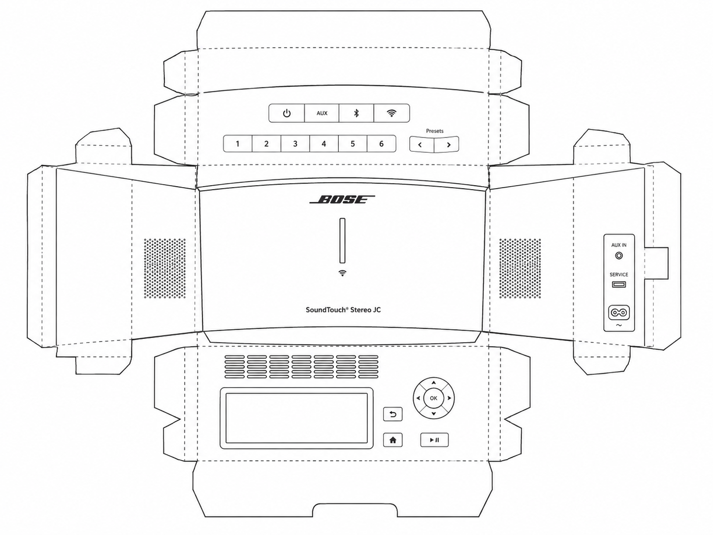 Bose SoundTouch Stereo JC Audio Equipment geometric net diagram