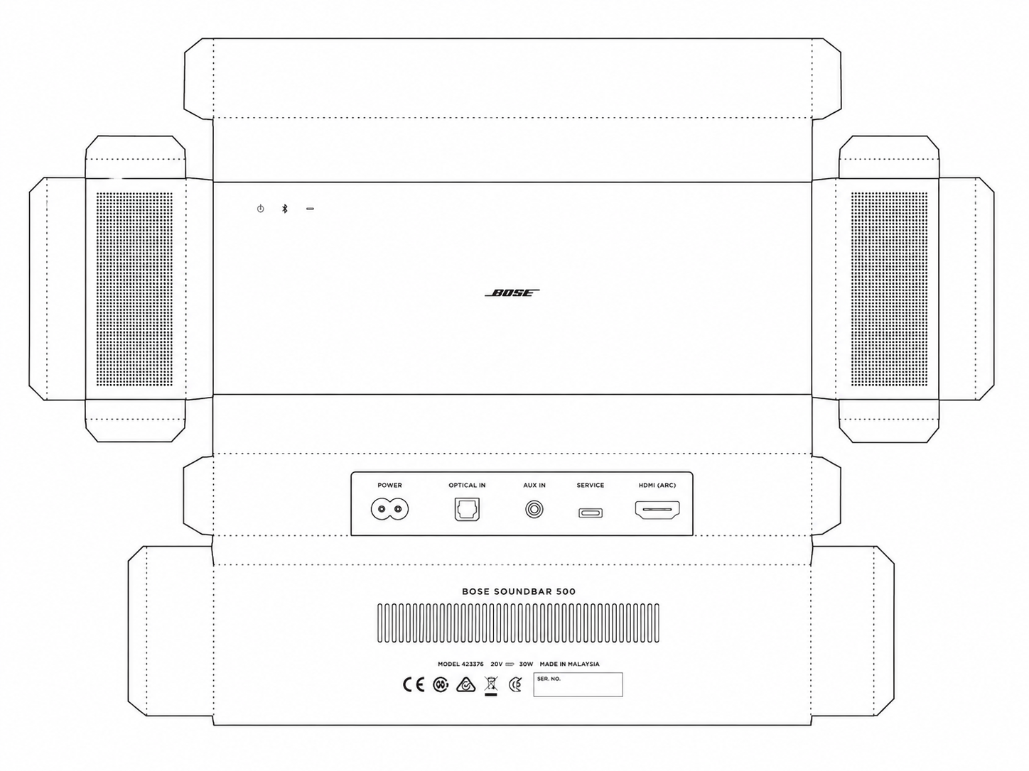 Bose Soundbar 500 Audio Equipment geometric net diagram
