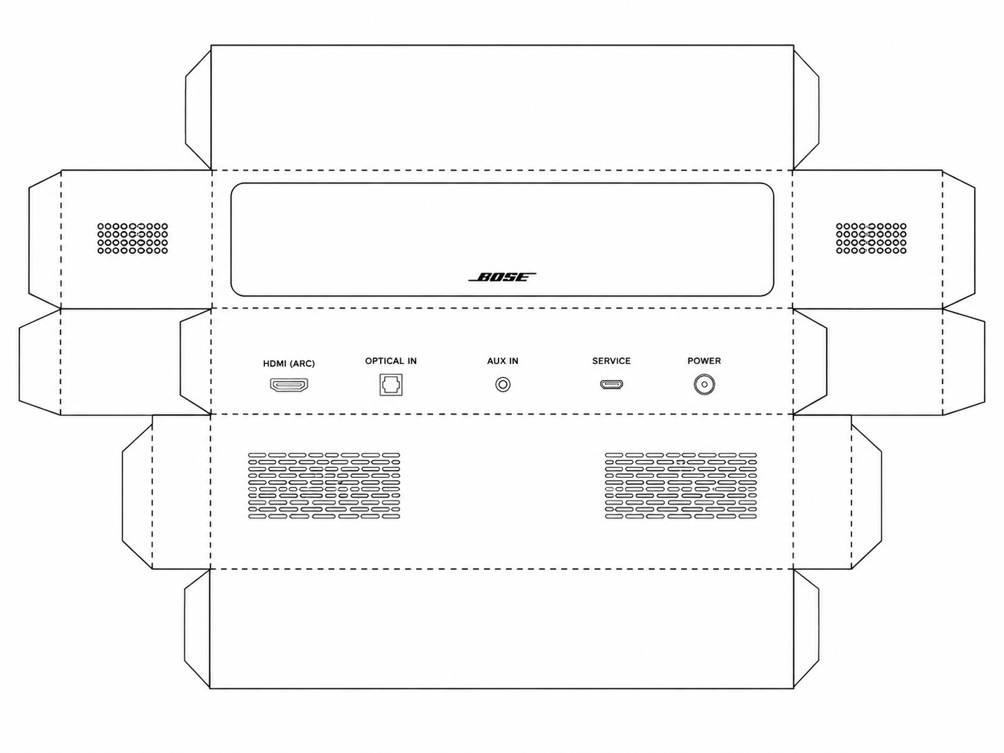 Bose TV Speaker Audio Equipment geometric net diagram