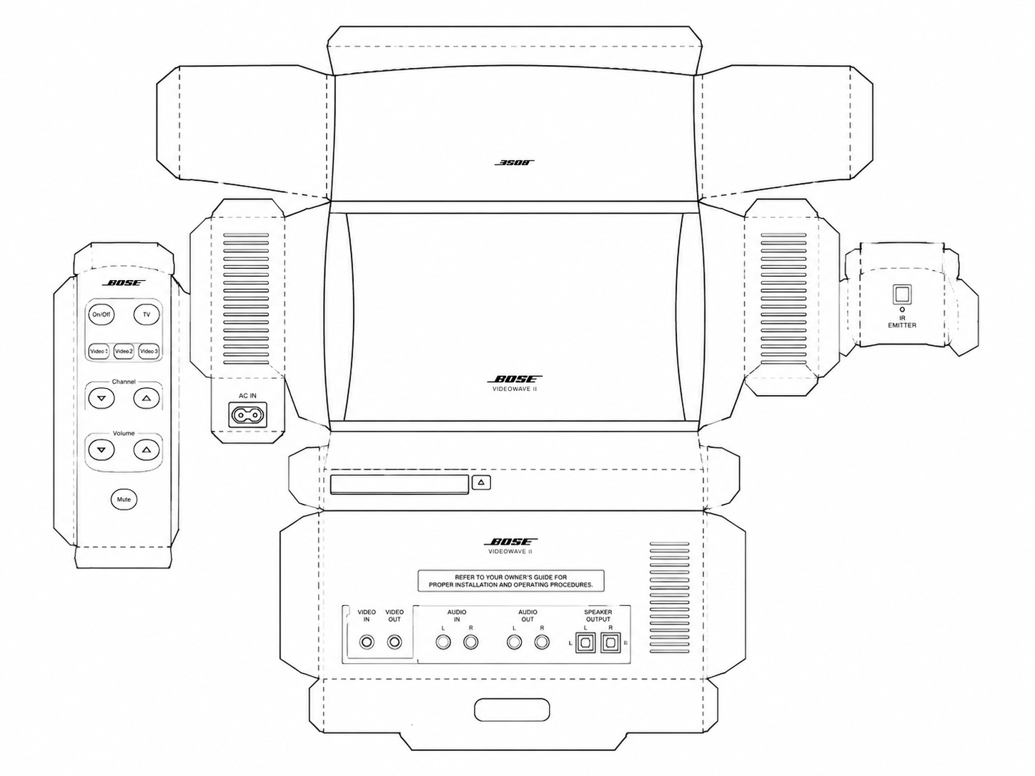 Bose VideoWave II Entertainment System Home Entertainment System geometric net diagram