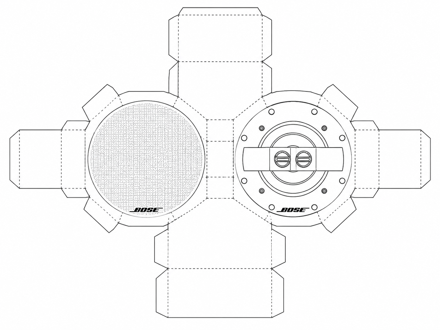 Bose Virtually Invisible 591 Audio Equipment geometric net diagram