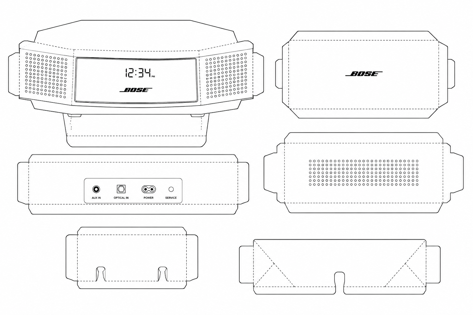 Bose Wave Music System IV Audio Equipment geometric net diagram