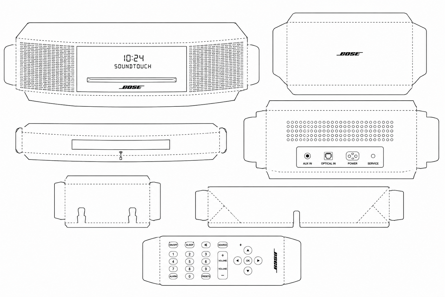 Bose Wave SoundTouch Music System Audio Equipment geometric net diagram