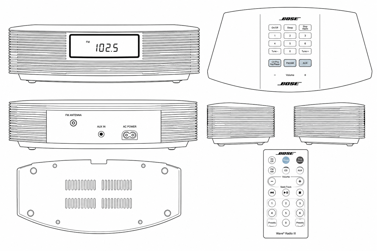 Bose Wave/PC Interactive System Audio Equipment geometric net diagram