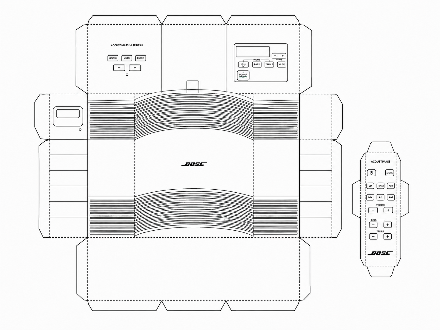 Bose Acoustic Wave Music System II Audio Equipment geometric net diagram