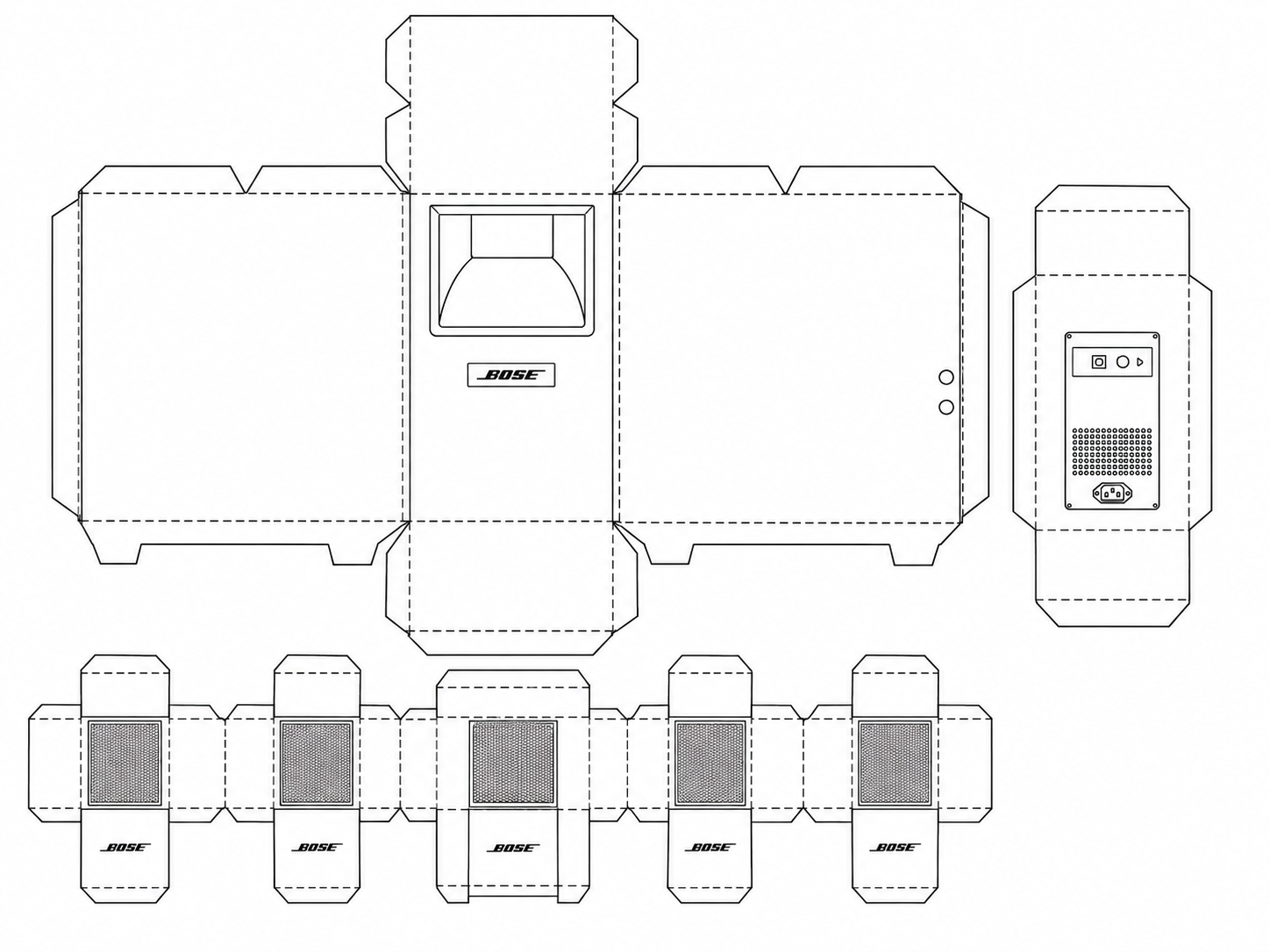 Bose Acoustimass 15 Audio Equipment geometric net diagram