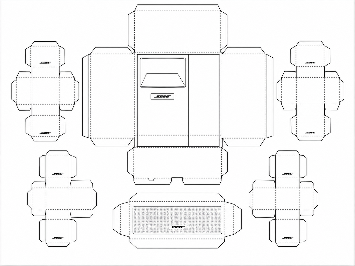 Bose Acoustimass 16 Home Theater Speaker System geometric net diagram