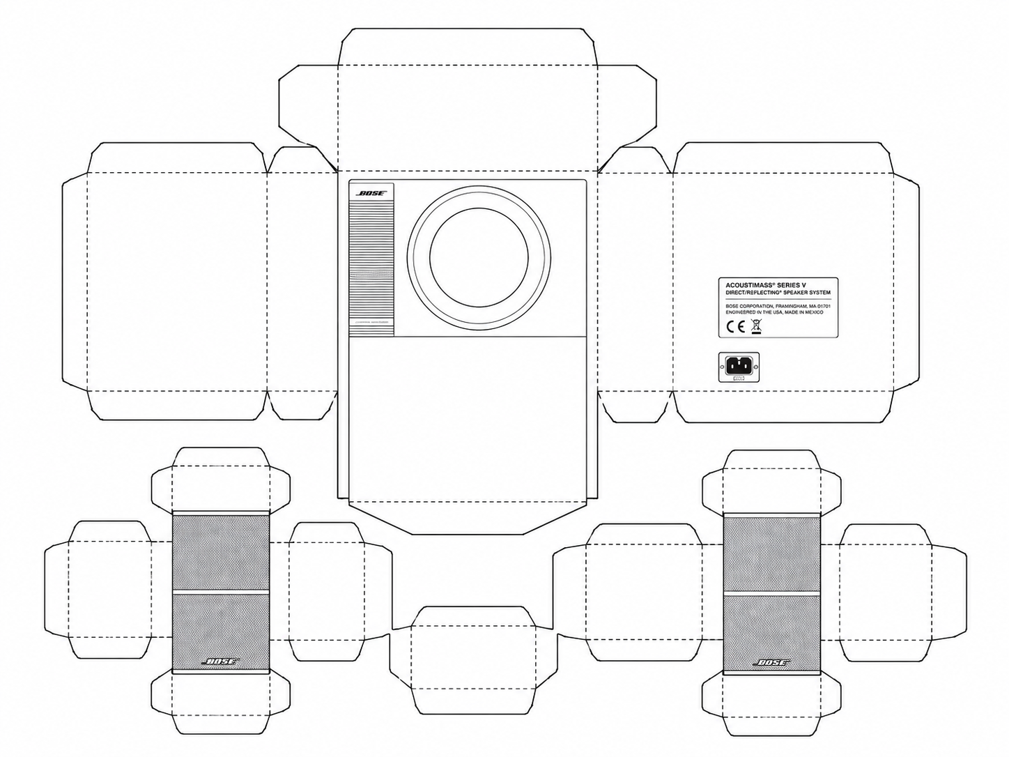 Bose Acoustimass 5 Audio Equipment geometric net diagram