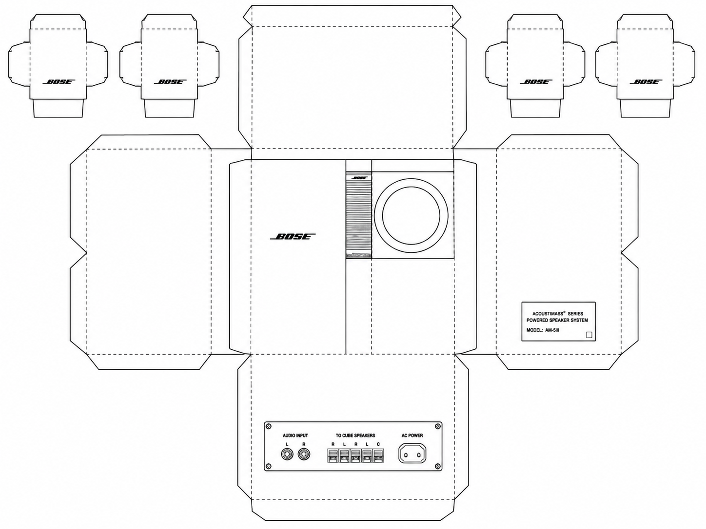 Bose Acoustimass 7 Home Theater Speaker System geometric net diagram