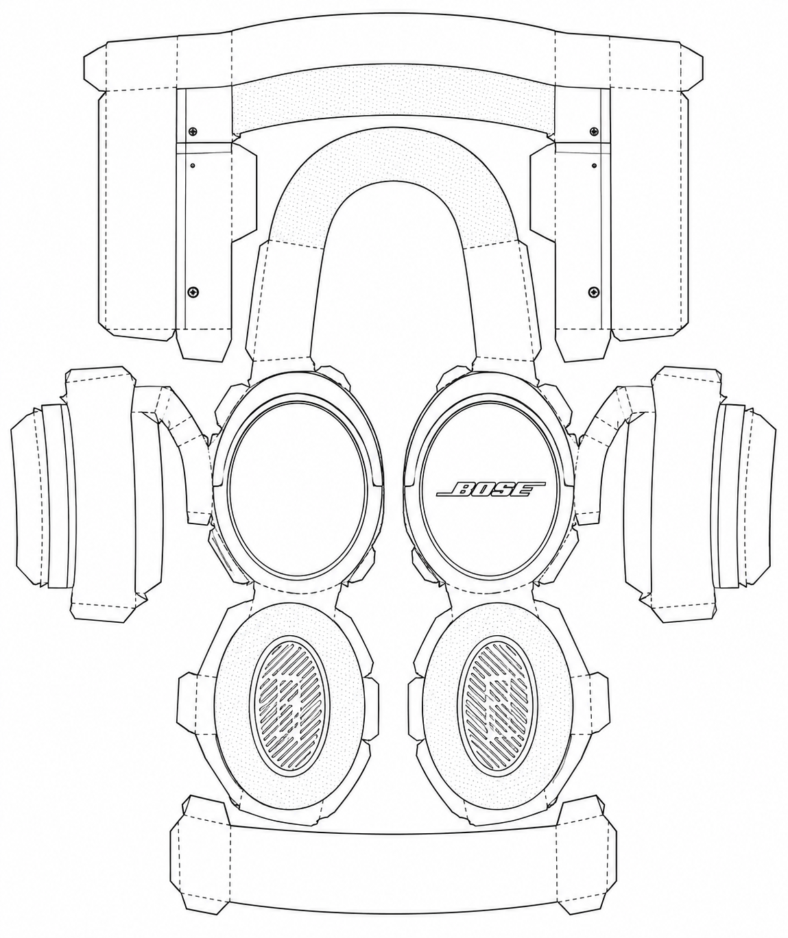 Bose Around-Ear Headphones Wired Around-Ear Headphones geometric net diagram