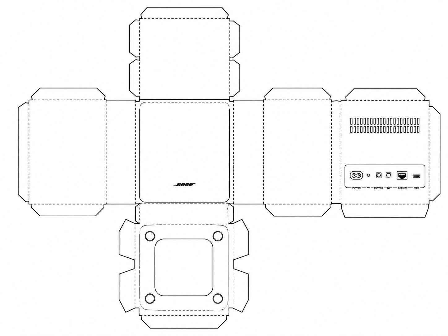 Bose Bass Module 500 Audio Equipment geometric net diagram