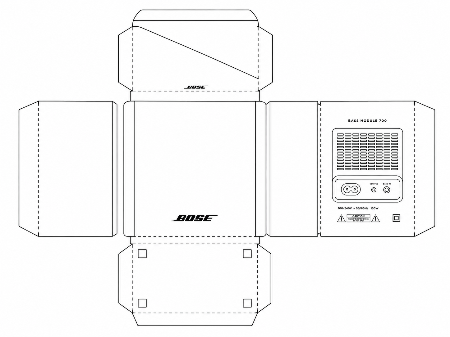 Bose Bass Module 700 Audio Equipment geometric net diagram