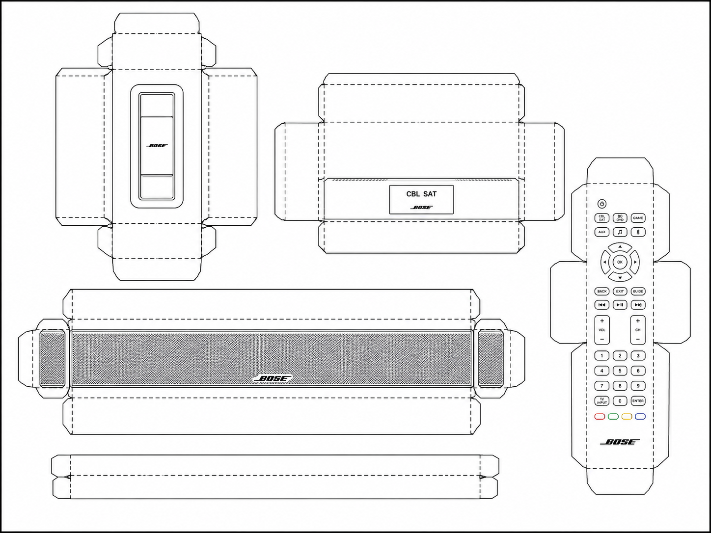 Bose CineMate 130 Audio Equipment geometric net diagram