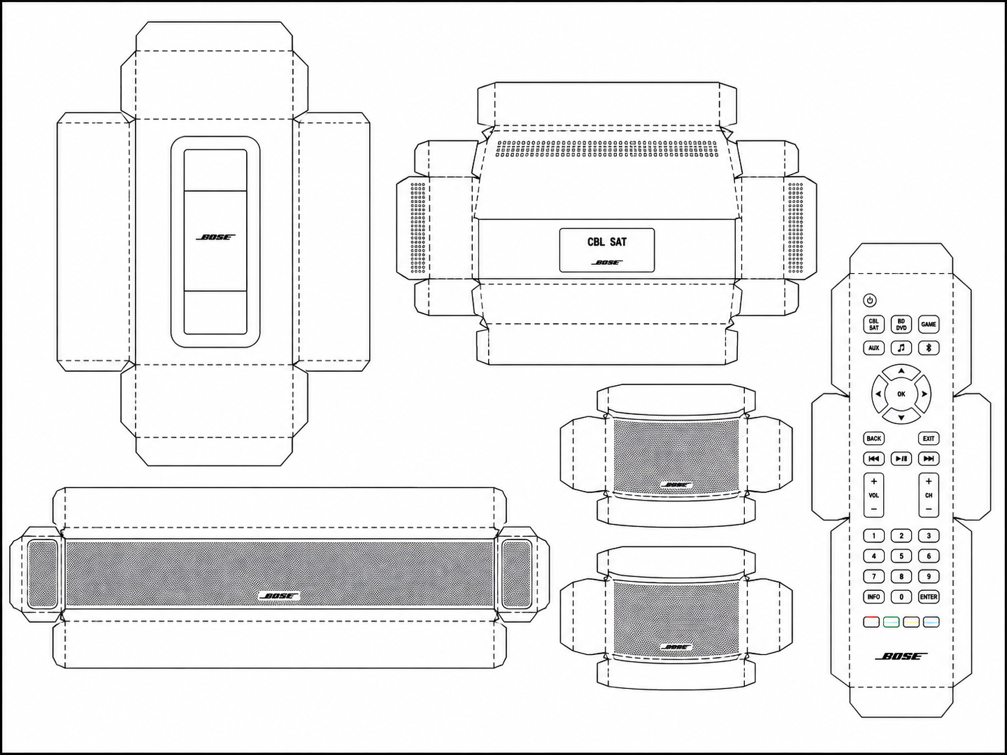 Bose CineMate 220 Audio Equipment geometric net diagram