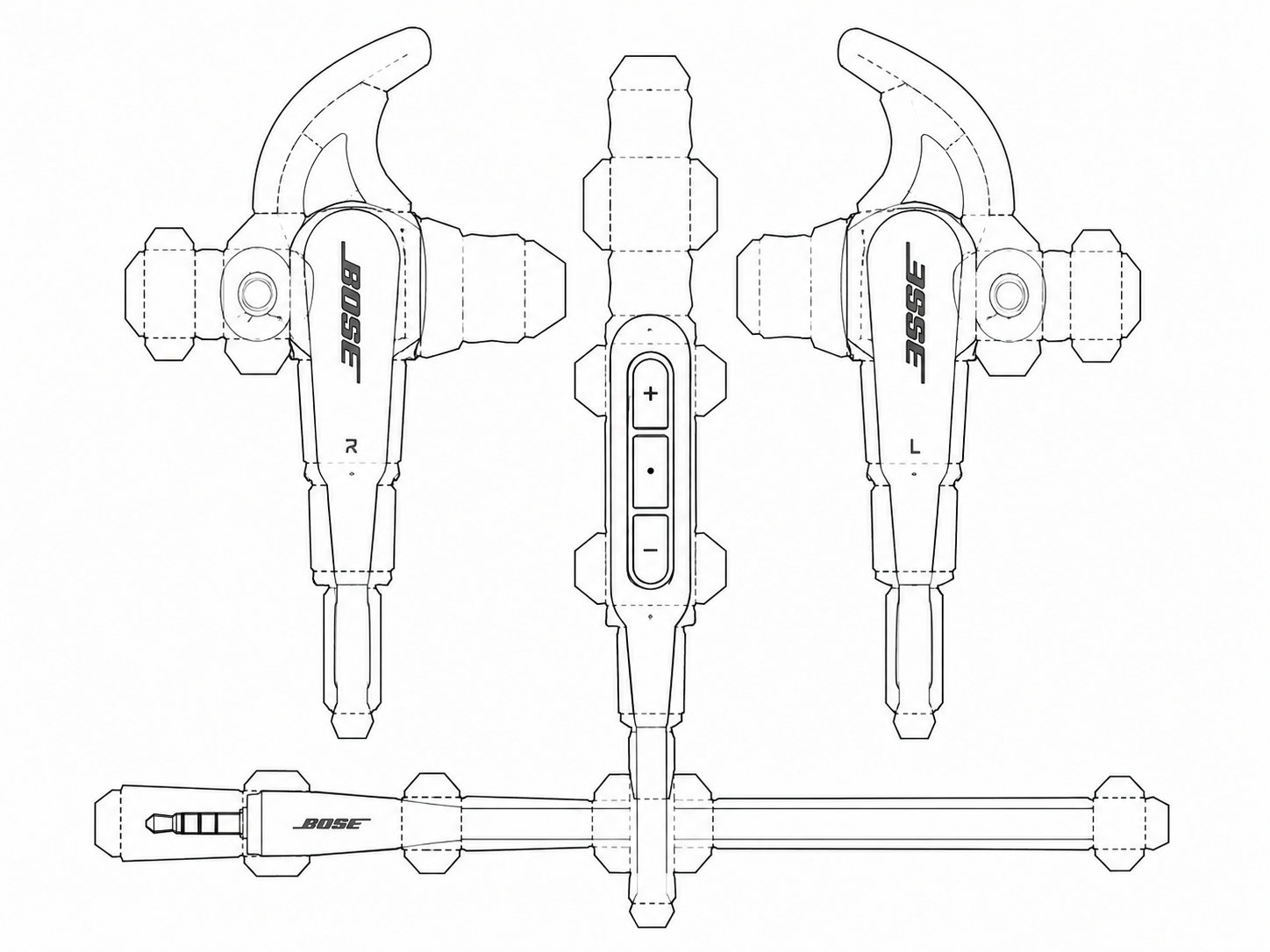 Bose In-Ear Headphones In-Ear Headphones geometric net diagram
