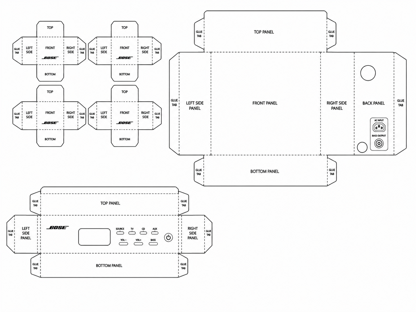 Bose Lifestyle 10 Audio Equipment geometric net diagram