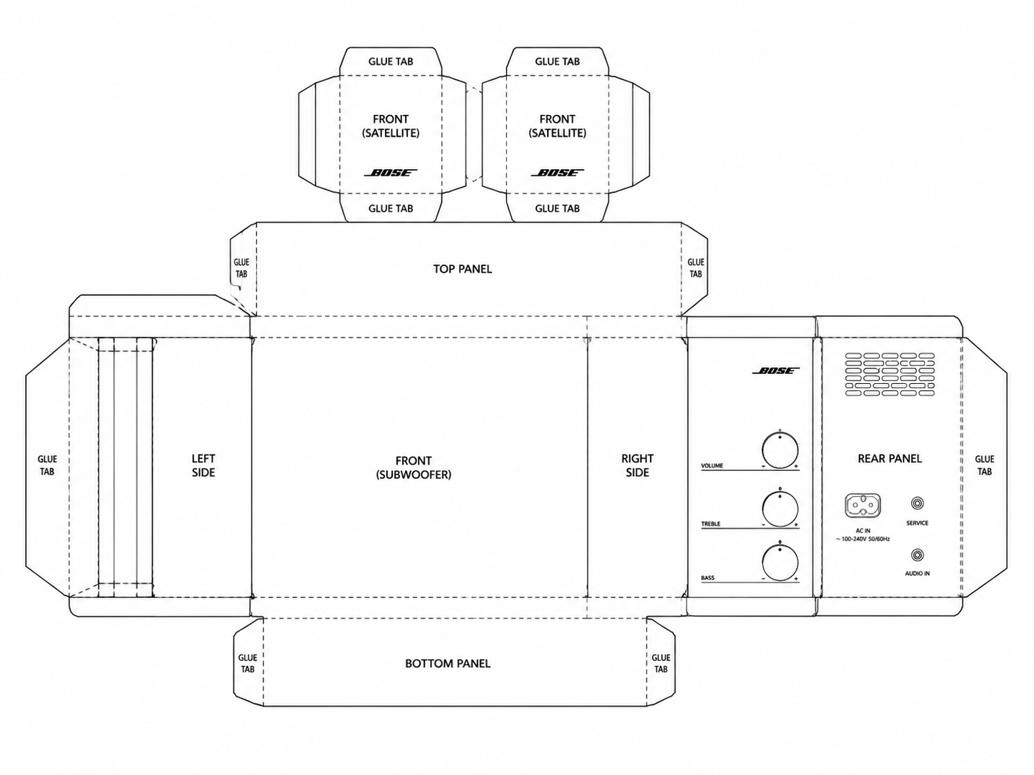 Bose Lifestyle 3 Audio Equipment geometric net diagram