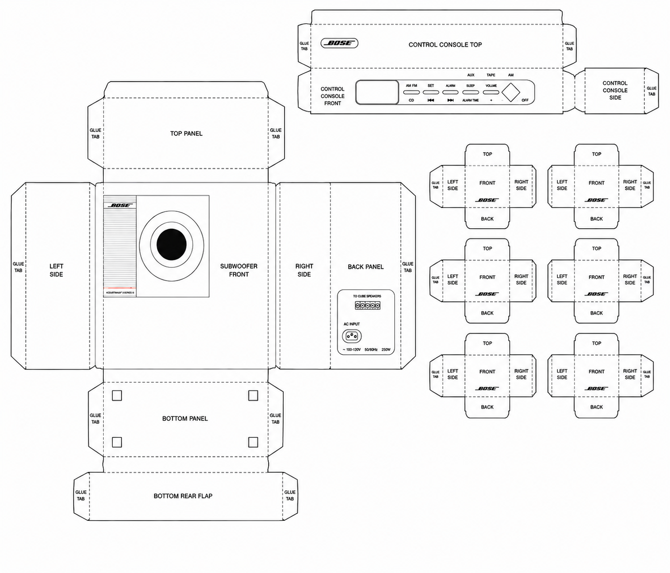 Bose Lifestyle 8 Audio Equipment geometric net diagram