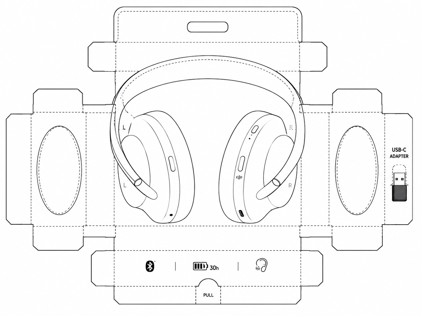 Bose Noise Cancelling Headphones 700 UC Wireless Noise-Cancelling Headset geometric net diagram