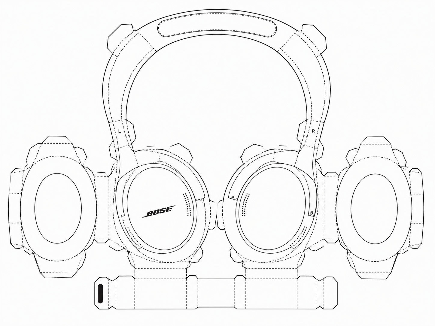 Bose Noise Cancelling Headphones 700 Wireless Noise-Cancelling Headphones geometric net diagram