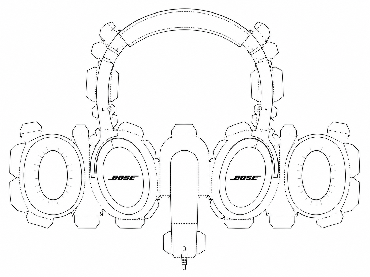 Bose OE2 Wired On-Ear Headphones geometric net diagram
