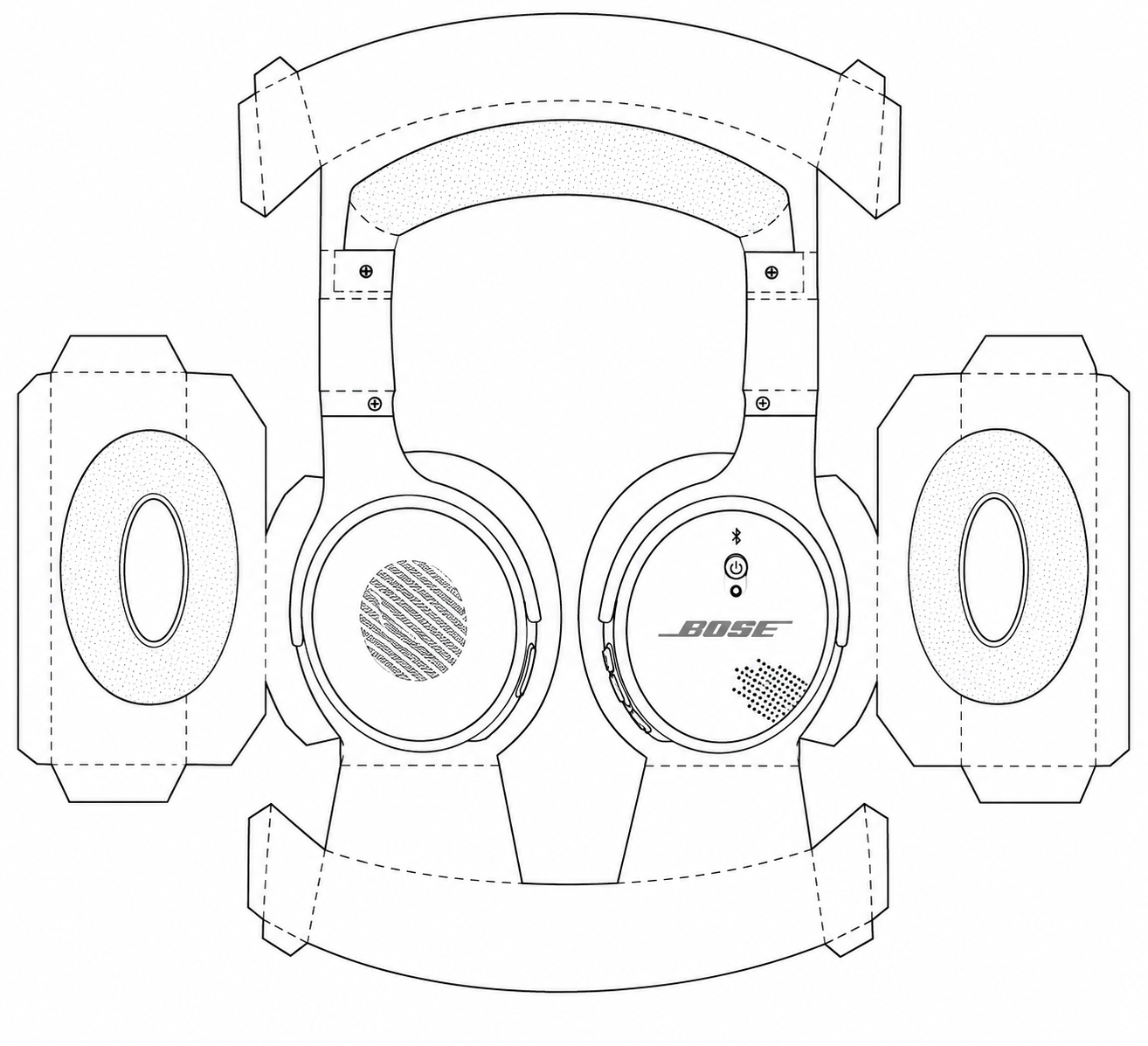 Bose On-Ear Headphones Wired On-Ear Headphones geometric net diagram