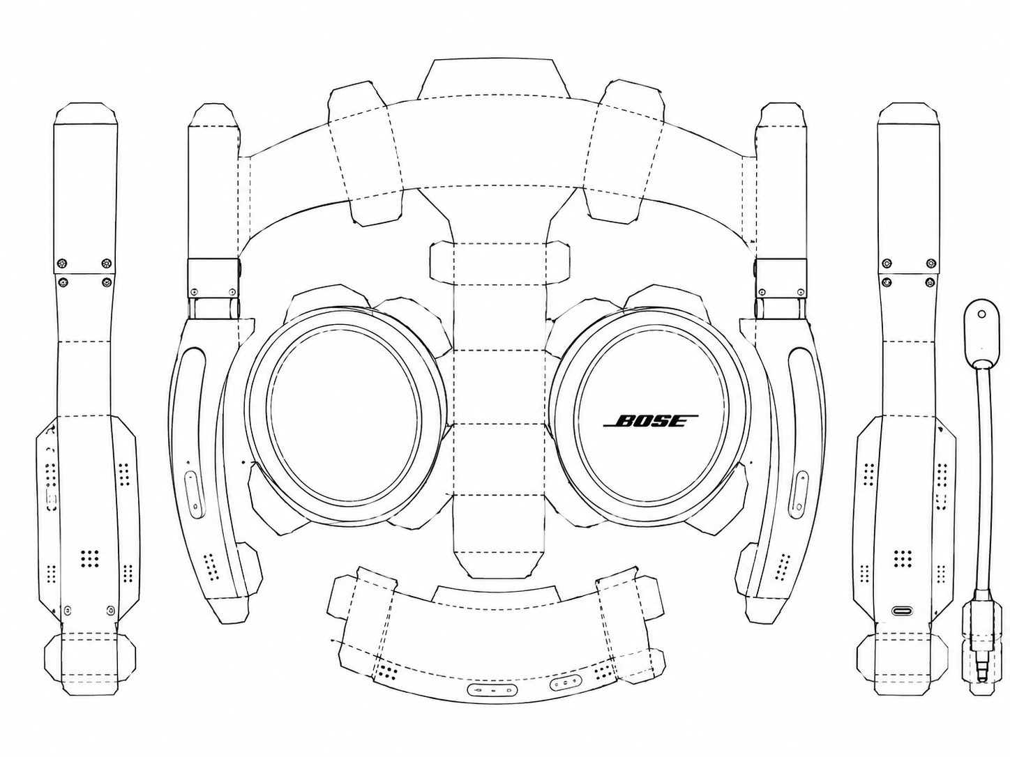 Bose QuietComfort 35 II Gaming Headset Gaming Headset geometric net diagram