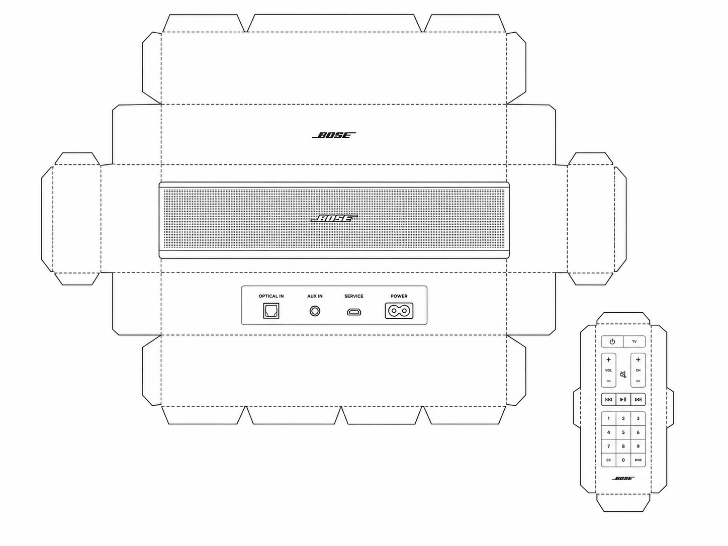 Bose Solo 5 TV Sound System Audio Equipment geometric net diagram