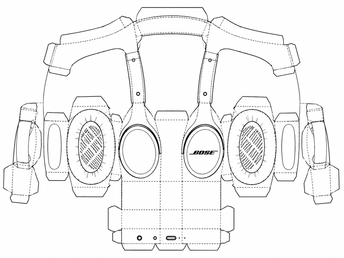 Bose SoundLink Around-Ear Bluetooth Headphones Wireless Headphones geometric net diagram