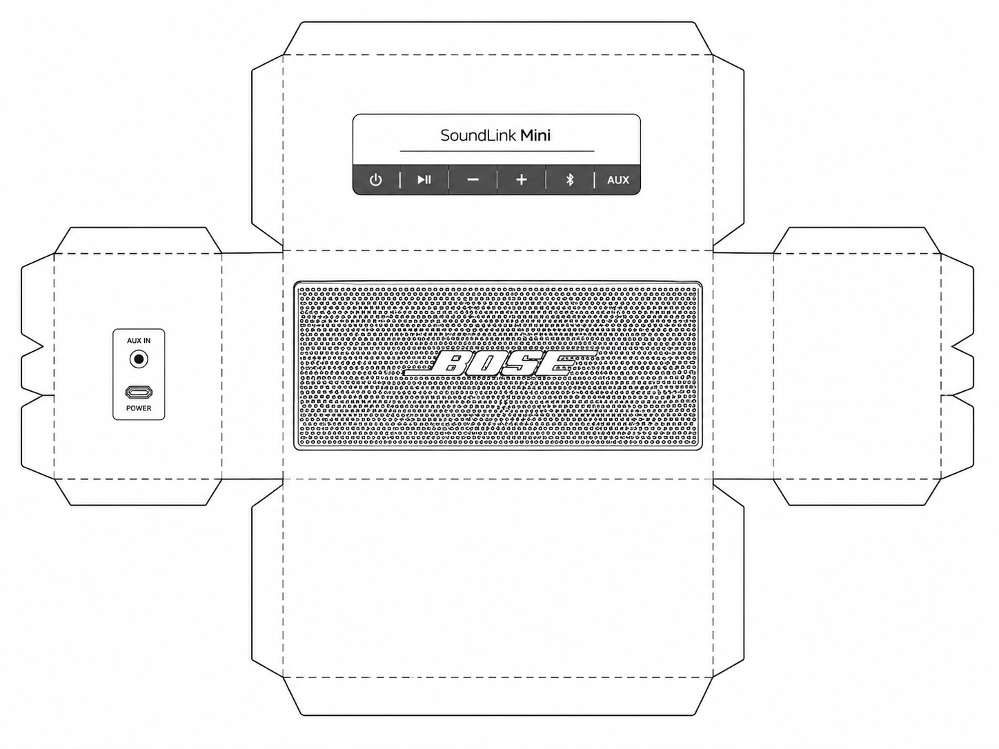 Bose SoundLink Mini Portable Bluetooth Speaker geometric net diagram