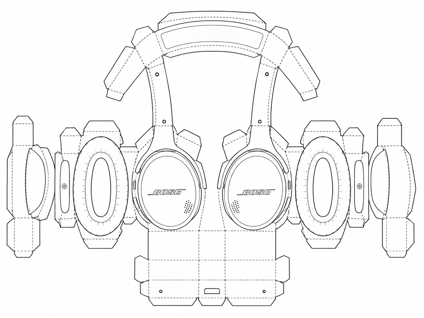 Bose SoundLink On-Ear Bluetooth Headphones Wireless Headphones geometric net diagram