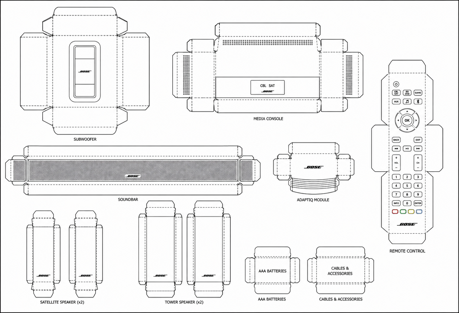 Bose SoundTouch 130 Audio Equipment geometric net diagram