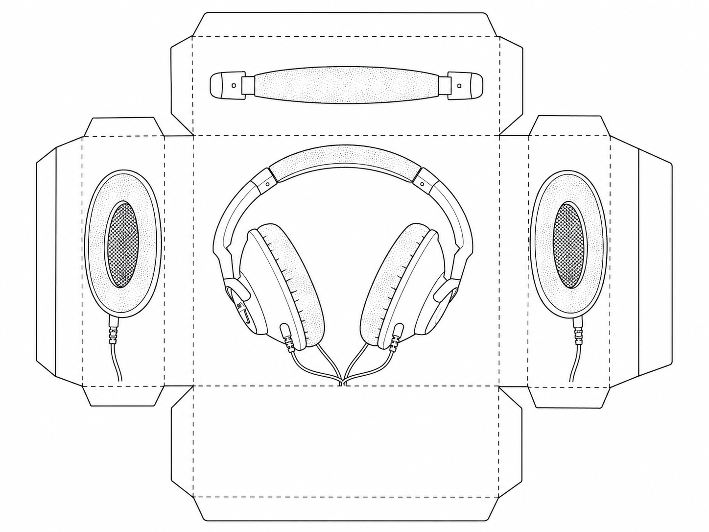 Bose TriPort Around-Ear Headphones Wired Around-Ear Headphones geometric net diagram