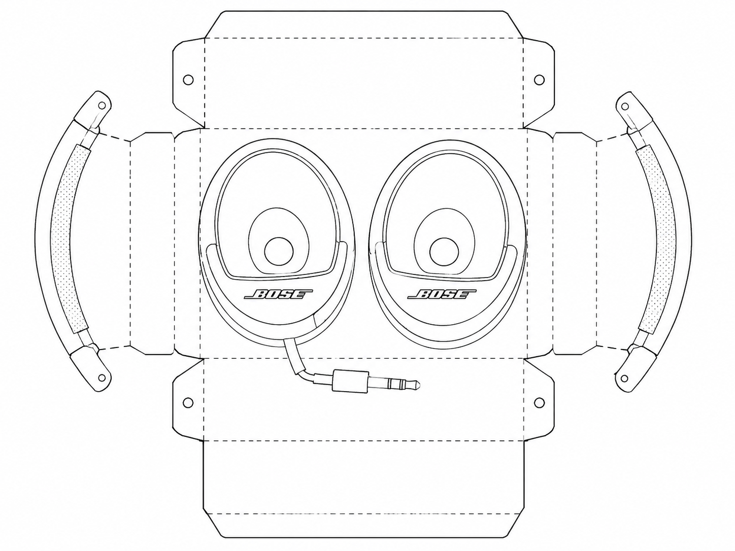 Bose TriPort On-Ear Headphones Wired On-Ear Headphones geometric net diagram