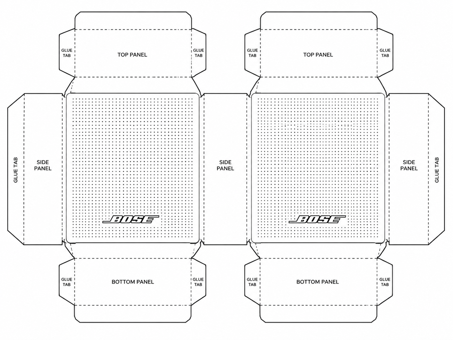 Bose Virtually Invisible 300 Audio Equipment geometric net diagram