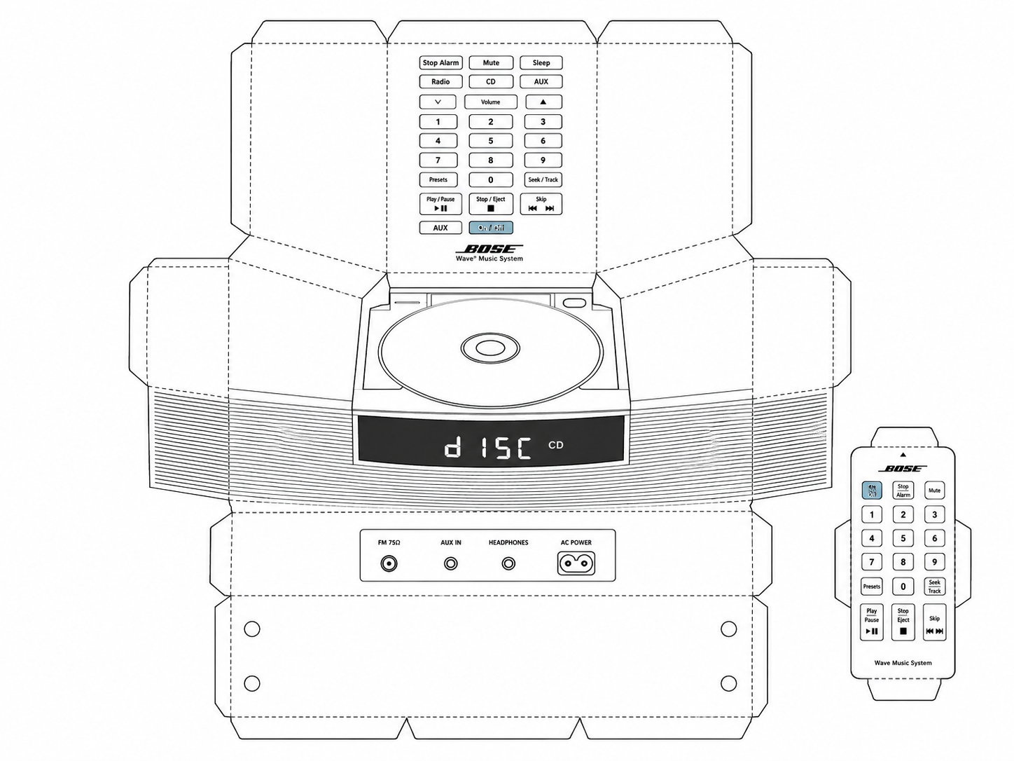 Bose Wave Radio/CD Audio Equipment geometric net diagram