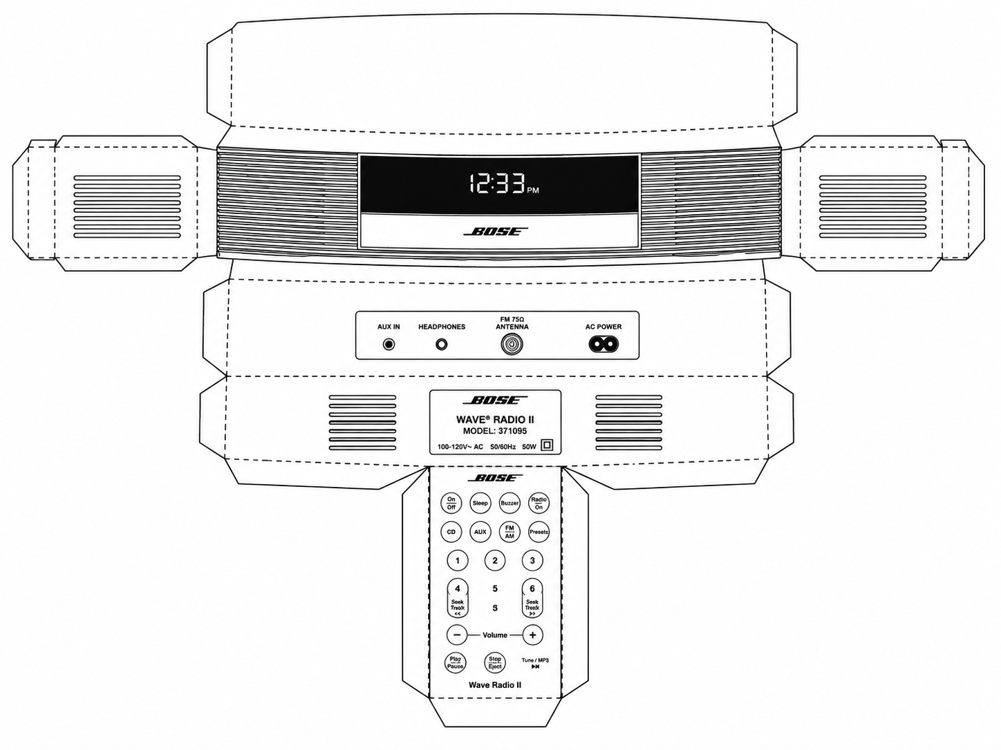 Bose Wave Radio III Audio Equipment geometric net diagram