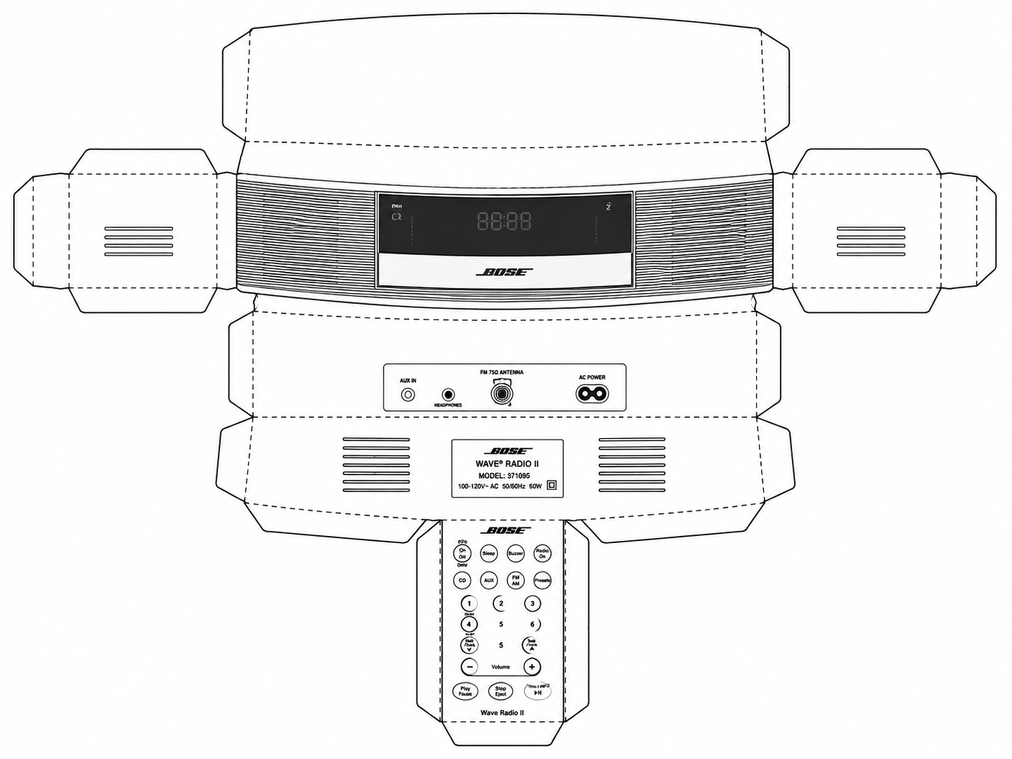 Bose Wave Radio II Audio Equipment geometric net diagram