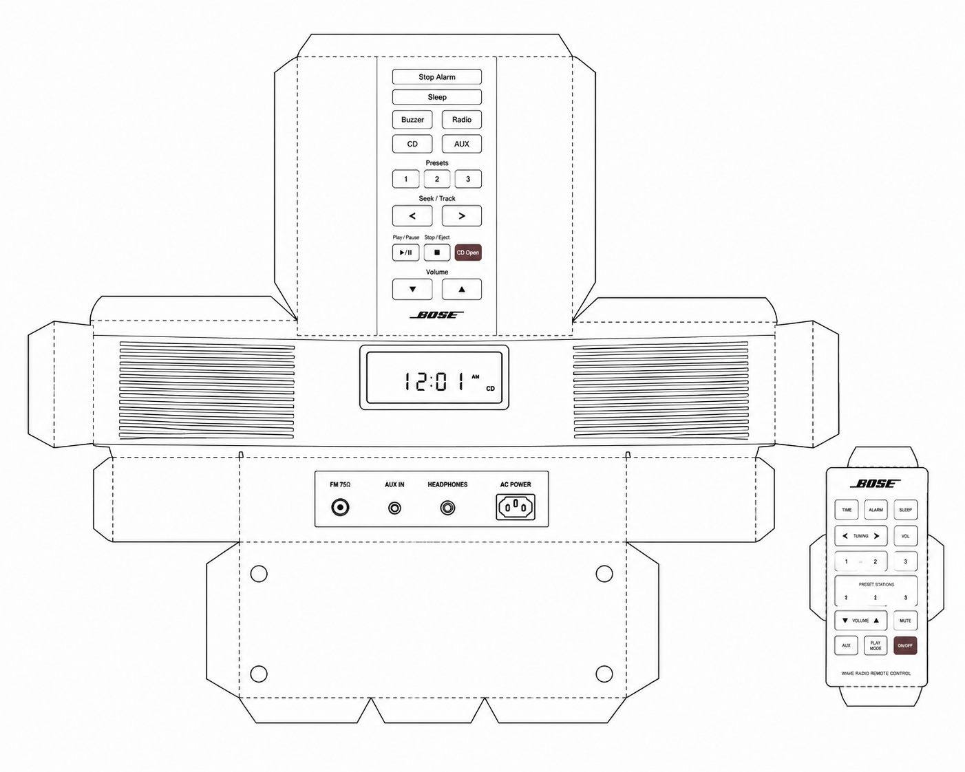 Bose Wave Radio Audio Equipment geometric net diagram