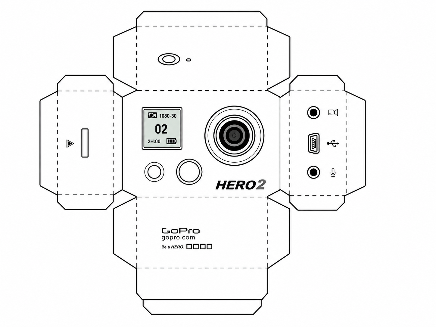 GoPro HD HERO2 Action Camera geometric net diagram