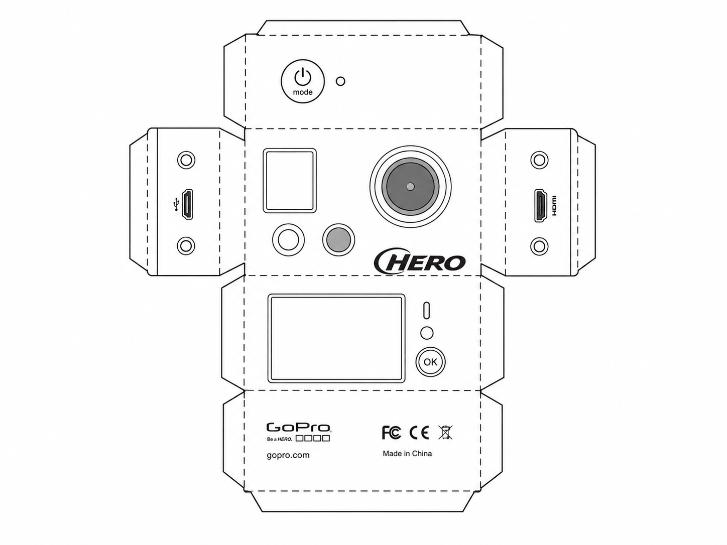GoPro HD HERO Action Camera geometric net diagram