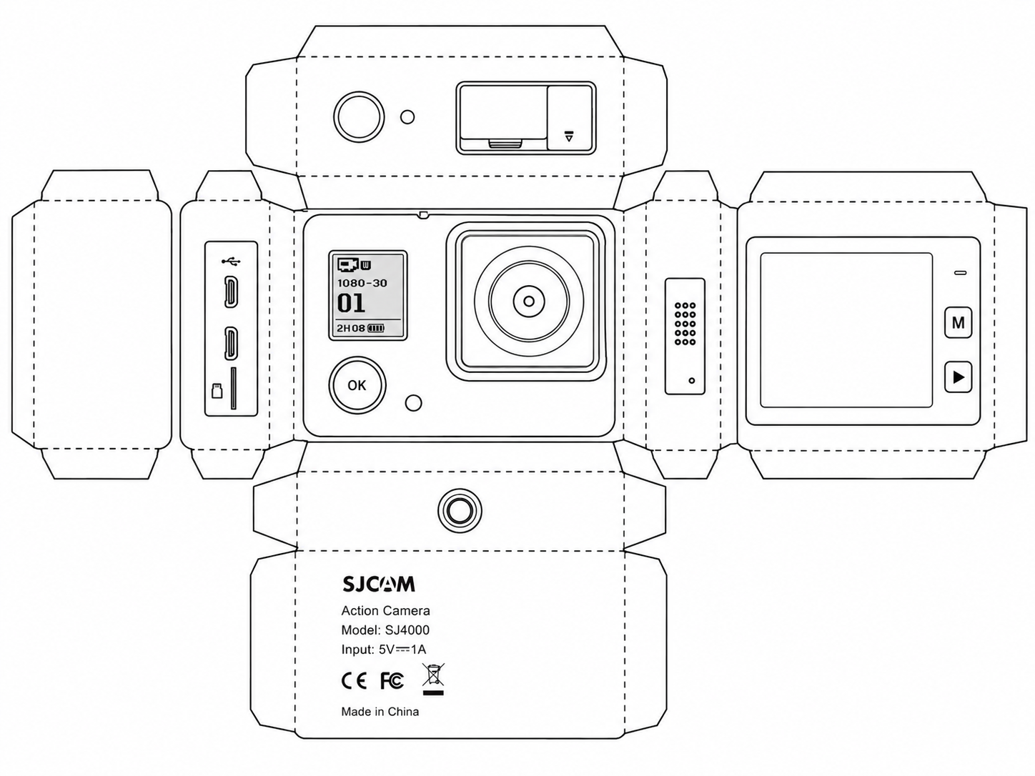 GoPro HERO (2014) Action Camera geometric net diagram