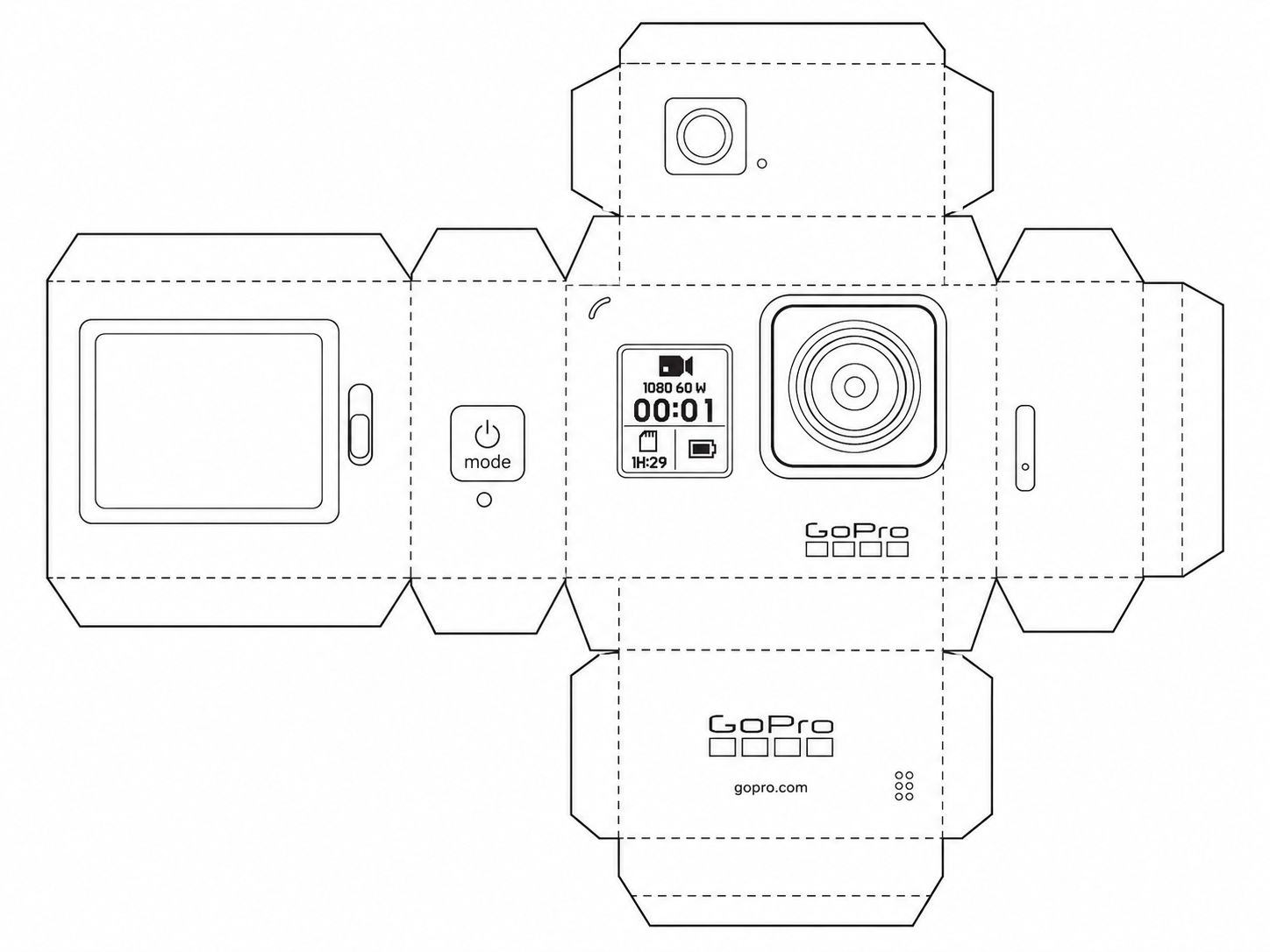 GoPro HERO (2018) Action Camera geometric net diagram