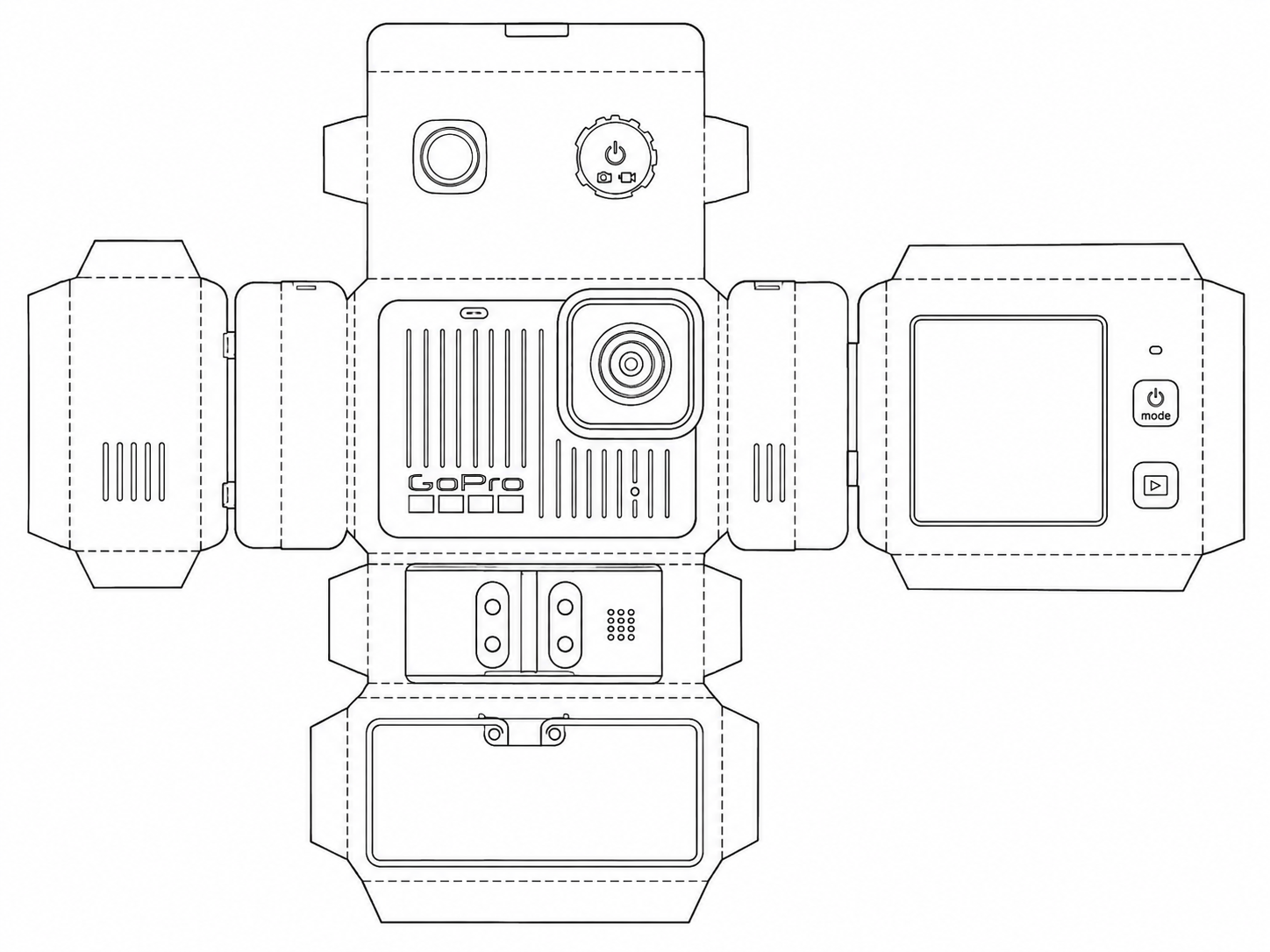GoPro HERO (2024) Action Camera geometric net diagram