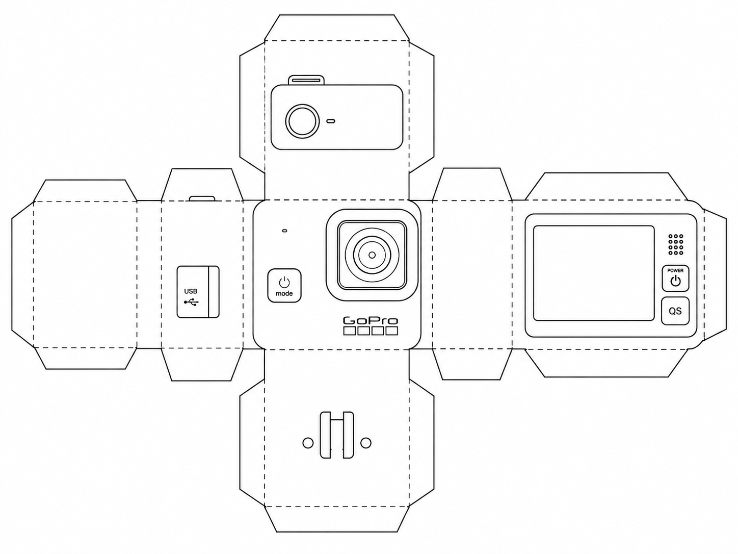 GoPro HERO11 Black Mini Action Camera geometric net diagram