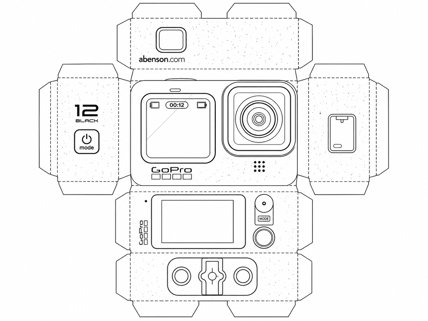 GoPro HERO12 Black Action Camera geometric net diagram
