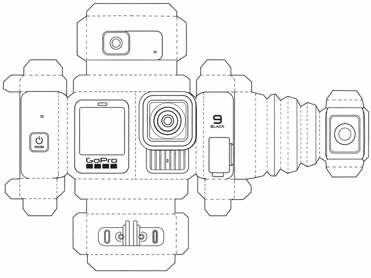 GoPro HERO13 Black Action Camera geometric net diagram