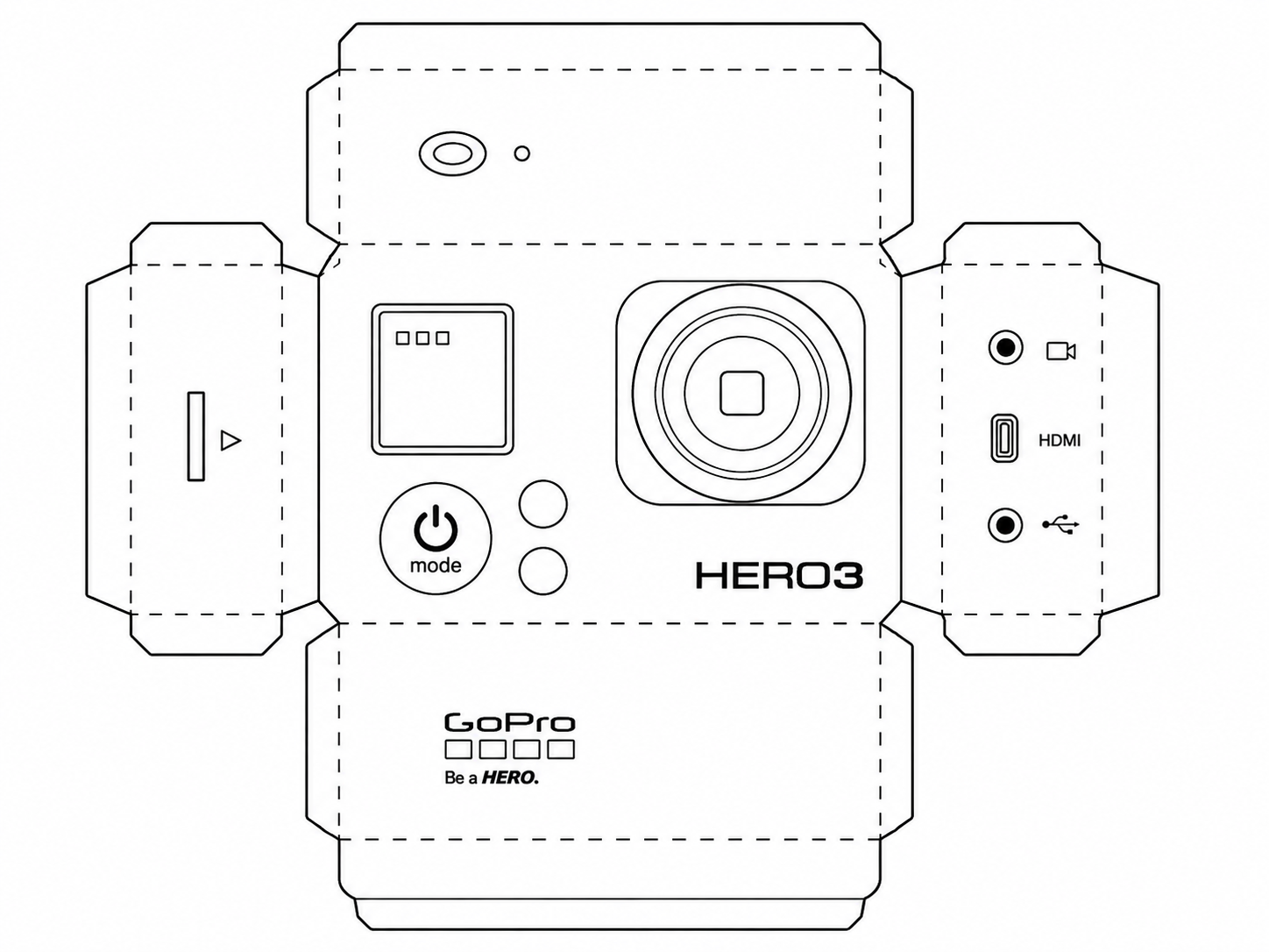 GoPro HERO3 Black Action Camera geometric net diagram