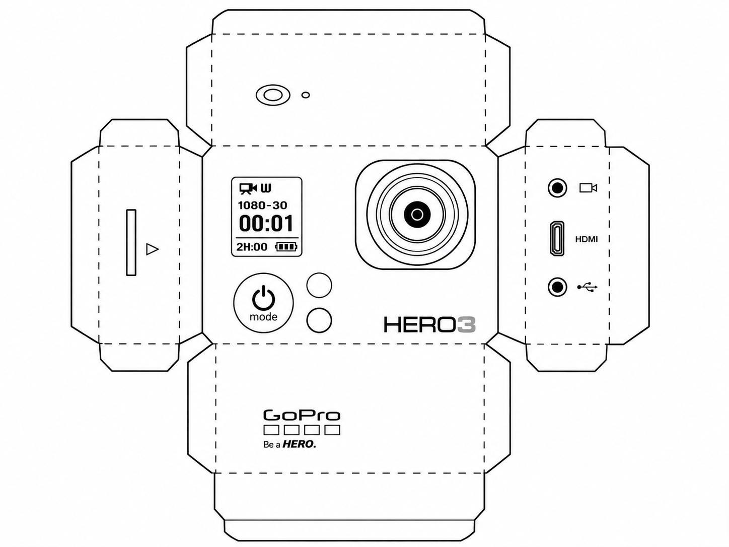 GoPro HERO3 Silver Action Camera geometric net diagram