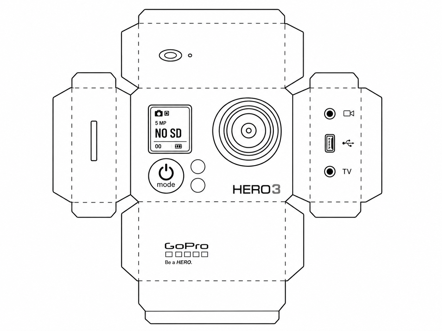 GoPro HERO3 White Action Camera geometric net diagram